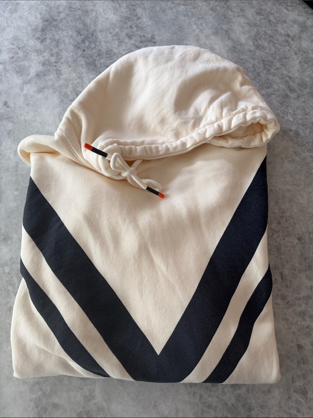 Tory Burch Sport Hoodie Sweatshirt , Size S, Cream/Navy